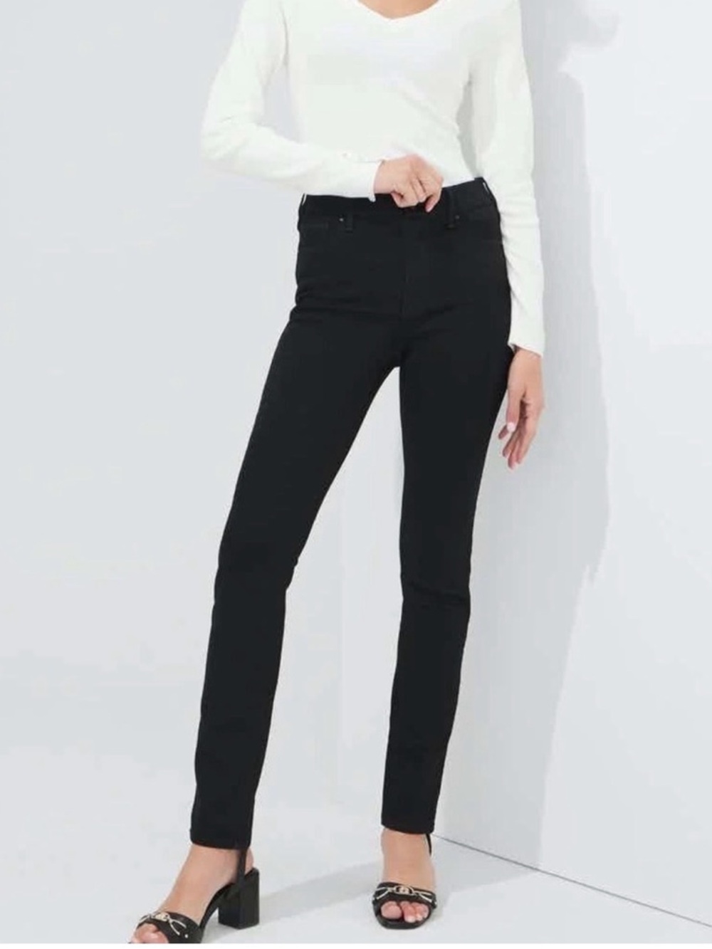 White House Black Market High Rise Skinny Ankle Jeans Black Size 0